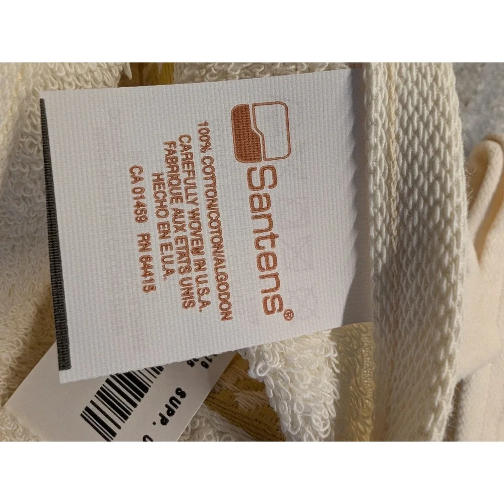 Santens Vtg Christmas Cream Towel Set -Angels, Stars Season's Greetings USA Made